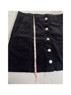Black Corduroy Button-Front Women's Skirt